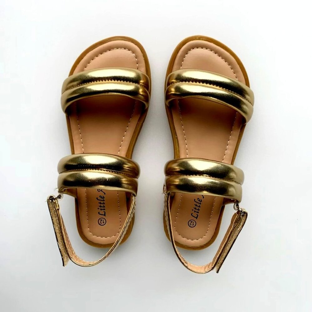 Toddler / Little/ Big Girls Puffy PU Slingback Open Toe Summer Sandal Shoes -Gld
